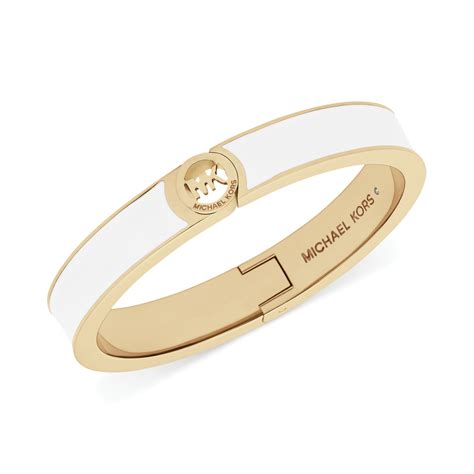 michael kors gold tone white epoxy buckle bangle bracelet|Michael Kors adjustable bracelet.